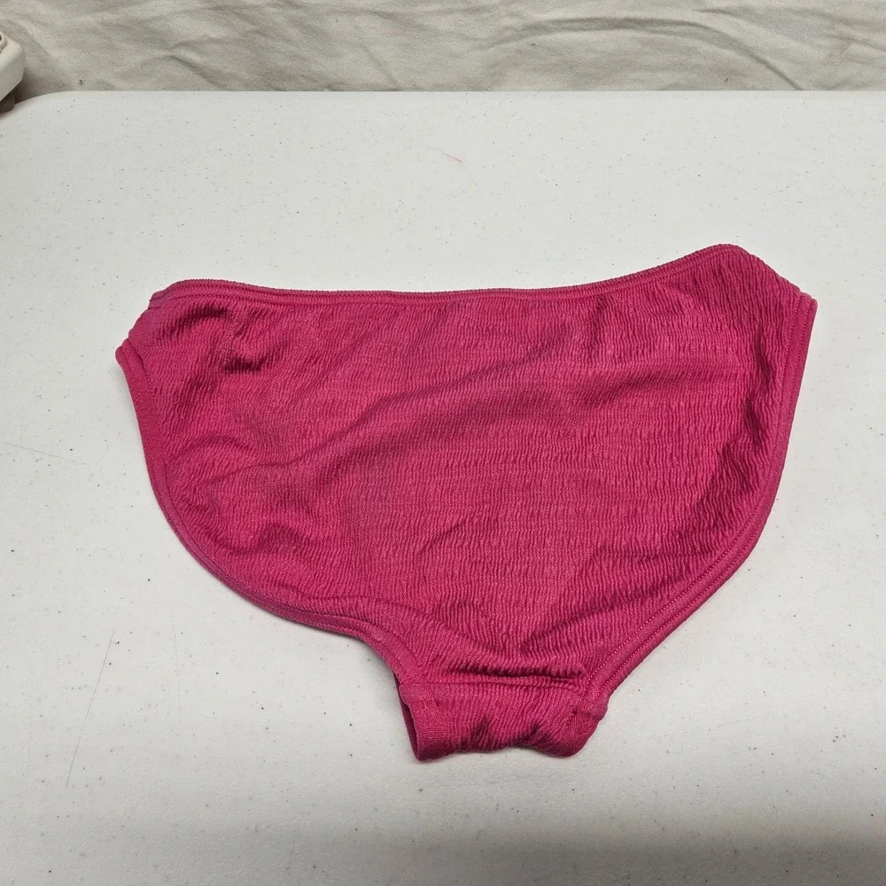 Abercrombie Kids Bikini Swim Bottom Girls‎ 11/12 Pink Ribbed Crinkle Texture